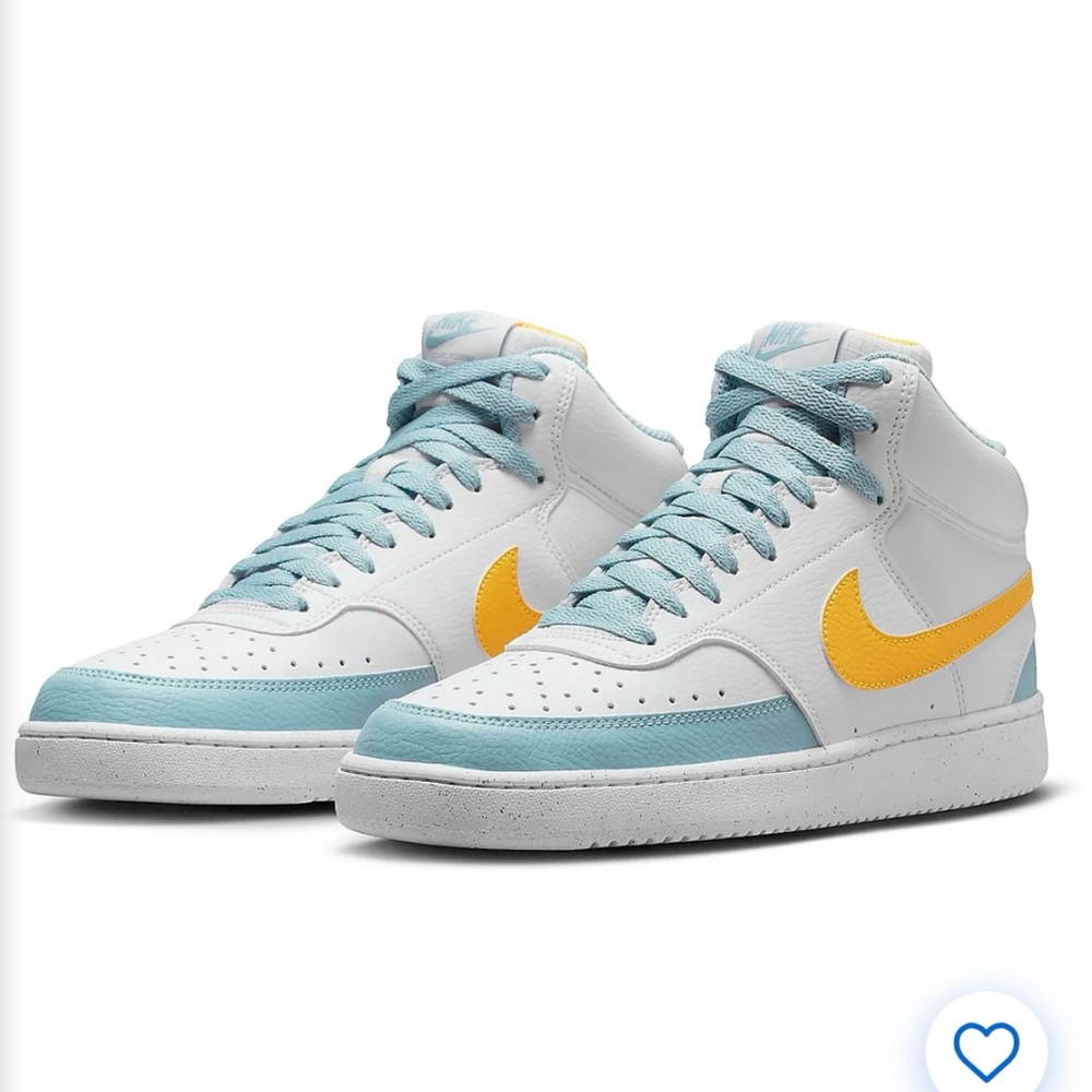 Nike High-Top Sneakers in White and Light Blue - Picture 7 of 8